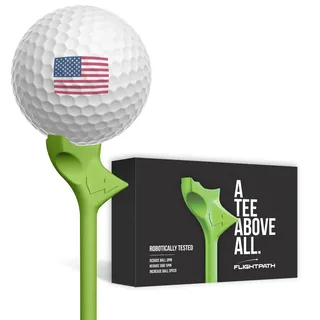 FLIGHTPATH Premium Golf Tees - Durable Plastic Golf Tees Designed to Enhance Golf Shot Distance & Precision - Robotically Tested to Reduce Ball Spin - USGA Approved Golf Equipment - (Green, 8 Pack)