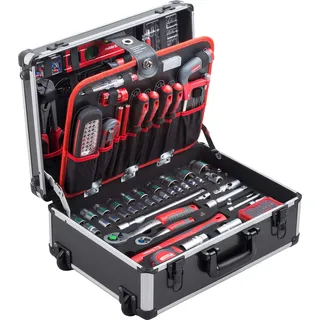 Meister Craft Meister Werkzeugkoffer-Trolley WK156 rollbar mit Teleskopgriff 156-teilig