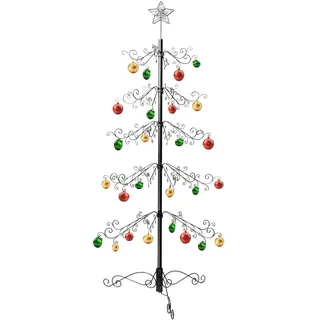 HOHIYA Weihnachtsbaum Metall 196 cm KugelAufhängungen Schwarz Umweltfreundlich Stabil and Einfach zu Montieren Xmas Deko Christbaum