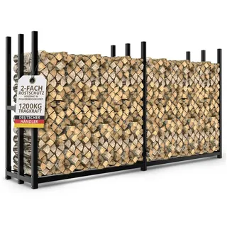 lawa living and lifestyle Kaminholzregal Außen Metall 223 x 50 x 115 cm verzinkt Schwarz