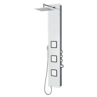 Stilform - Duschpaneel aus Glas mit Thermostat in Weiss mit XXL Regendusche