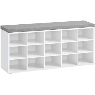 VASAGLE Schuhbank 105 x 48 x 30 cm grau, weiß gepolstert / grau