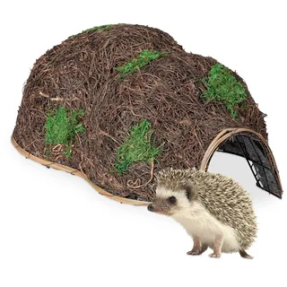 Relaxdays Igelhaus, Stroh, Igelhotel ohne Boden, Winterquartier für Igel im Garten, HBT: 21 x 32 x 48 cm, Gartenzubehör, Gartendeko