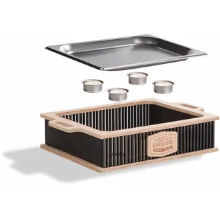 HOTTY Legacy Warmhalteplatte fürs Grillen – BBQ-Design Speisenwärmer mit personalisierbarem Batch – Stövchen für Grillgut mit Kerzen – Personalisiertes BBQ-Board für Grillpartys (Schwarz, M)