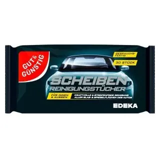 Gut&Günstig feuchte Reinigungstücher Scheiben 1-lagig weiß, 30 Tücher