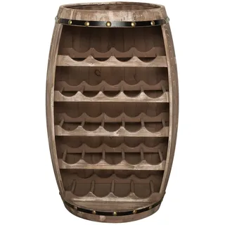 Weinregal BODEGA 80cm - natur - Pinienholz 23 Flaschen Weinfass-Optik | Montiert geliefert, Ziernieten, Hausbar, pflegeleichte Oberfläche, authentische Details, individuelle Maserung