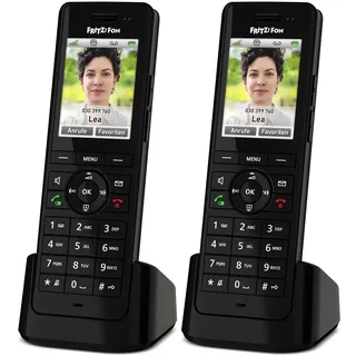 2er Pack FRITZ!Fon X6 Schwarz Schnurloses Telefon mit Farbdisplay