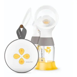 Medela Swing Maxi Elektrische Doppelmilchpumpe – Mehr Milch in kürzerer Zeit – Aufladbar über USB – Mit PersonalFit Flex Brusthauben und Medela 2-Phase-Expression-Technologie