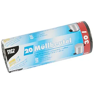 Papstar Müllbeutel, LDPE 30 l 60 cm x 50 cm grau, 20 20 Stück