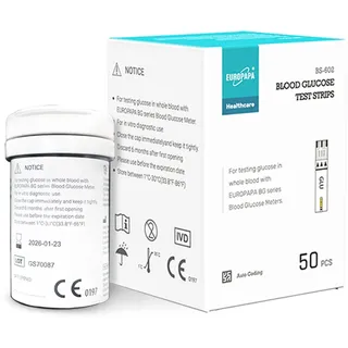EUROPAPA® Blutzuckerteststreifen 50 STK. für Blutzucker-Wertes Kontrolle, Diabetes- und Glukoseüberwachung, Teststreifen kompatibel nur mit EUROPAPA BG-Serie Blutzuckermessgerät