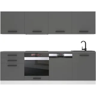 Belini Küchenzeile Alice 240 x 60 cm Silber matt