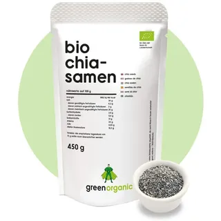 Chia Samen Bio, Premium, geprüfte Qualität, naturbelassen, ohne Gentechnik, glutenfrei, rein pflanzlich, 450g (450 g, Chia)