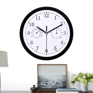 Tiajingzi Wetterfeste Outdoor-Uhr, Wetterfest Uhr mit Thermometer und Hygrometer, wasserdichte Gartenuhr, Outdoor Gartenuhr, Außenuhren Wetterfest Für Terrasse, Balkon, Garten, Heimdekoration