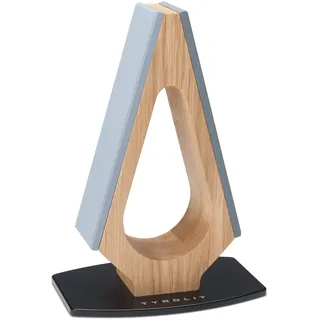 TYROLIT LIFE Schleifstein - Körnung 400/800 - Hochwertiger Messerschärfer mit voreingestelltem Schleifwinkel - Schleifsteine abnehmbar - Korpus aus Eichenholz - Made in Tirol