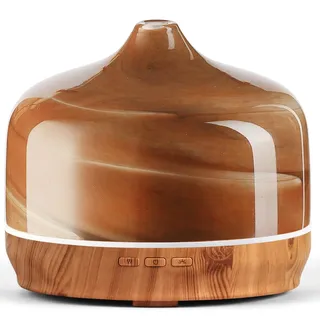 Porseme Aroma Diffuser 500ml,Handgeblasen Glas Luftbefeuchter,Ultraschall Aromatherapie Öle Diffusor mit 7 Farben LED Licht,Diffusor für Ätherische Hält 15-21 Stunden,Leise für Wohnung (Desert)