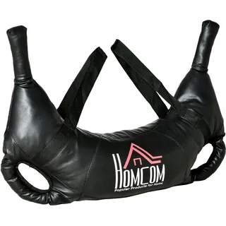 Homcom Bulgarian Bag Krafttrainingstasche 25kg Krafttraining Trainingsgerät für Fitnesscenter und Zuhaus Gewichtssack Sandsäcke mit 2 Griffen und 2 Tragegurten Metallsand Schwarz