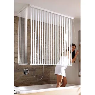 Kleine Wolke Hochwertiges Eckduschrollo-Wannenrollo Eck-Duschrollo -Komplettset -weiß/-transoparent- getreift-NEU