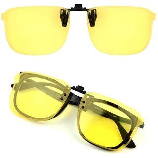 CREYESTAL Polarisiert Nachtfahrbrille Clip für Brillenträger, Überzieh Nachtsichtbrille für Autofahrer, Ultraleicht, Herren, Damen