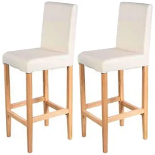 Proregal Barhocker Winnie gepolstert mit Lehne Sitzhöhe 75cm Holz+Leder Creme Leder, 41x112x37 cm, Esszimmer, Barmöbel, Barhocker