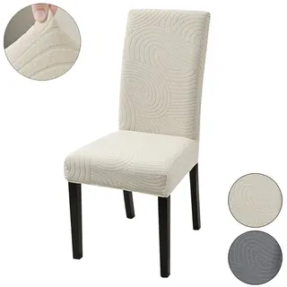 BTTO Stuhlhusse Stuhlhussen Universal Stretch Stuhlbezug Stuhlüberzug 2 Farbe, 1/2/4/6/8er Elastisch Spannbezug für Esszimmerstühle und Schwingstühle beige
