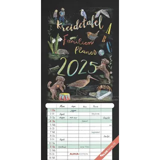 ALPHA EDITION GmbH & Co. KG Kreidetafel Familienplaner 2025 - Familienkalender 22x45 cm - 5 Spalten - Kalender mit Ferienterminen und vielen Zusatzinformationen - Wandkalender