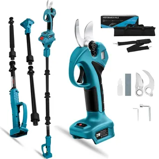 tivekeo Elektrische Astschere Kompatibel mit Makita 18 V (ohne Akku), Mit Verlängerungsstange, Max. 30 mm Schnittdurchmesser, LCD Display, Wiederaufladbar