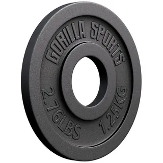 Gorilla Sports Hantelscheibe Olympia Gusseisen Schwarz 1,25 kg