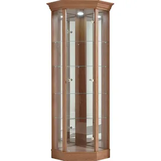fif möbel Vitrine TRIO Eckvitrine/Glasvitrine 1x Glastür, perfekt für Sammler, Sammlervitrine braun