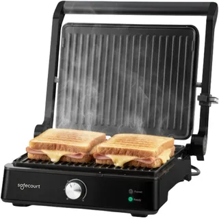 Safecourt Sandwichmaker 3 in 1 Kontaktgrill abnehmbare Platten - Sandwichtoaster [XXL Grillfläche & BPA-frei] - Sandwich- & Paninitoaster schnelle Zubereitung, spülmaschinenfest - Panini Grill schwarz
