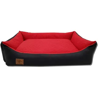 Odolplusz XXL - Hundebett für große Hunde - Hundekissen - Hundesofa mit Wendekissen | Bezug abnehmbar und waschbar [ 100x70cm, Schwarz-Rot ]