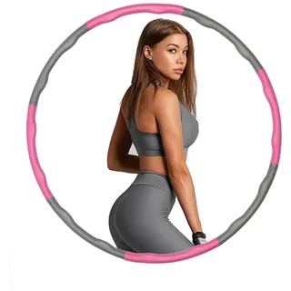 VENTON Hula Hoop Reifen Erwachsene -Gymnastikreifen zum,Massage,Fitness,Sport,Bauchformung- 6,8 Segmente Abnehmbarer Hoola Hoop- Hullahub Reifen zum abnehmen-Einstellbar B grau rosa Einheitsgröße