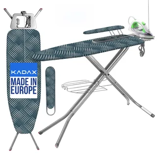 Kadax Bügelbrett mit Bügeleisenablage, 120x38cm, Blau