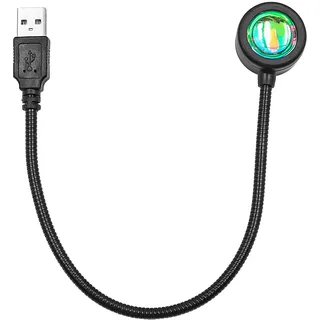ANCLLO USB-Sonnenuntergangslampe Mini-Sonnenuntergang-Projektionslampe 360 Grad erhältlich für Auto, Wohnzimmer, Schlafzimmer, romantische Dekoration