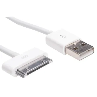 Akyga USB-Kabel USB-A Stecker, Apple 30pol. Stecker 1.00 m Weiß AK-USB-08
