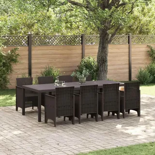 vidaXL 9-tlg. Garten-Essgruppe Braun Poly Rattan