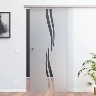 Glas Schiebetür Glasschiebetür AMOD SoftStop 900 x 2050 mm (SlimLine Komplett Set) Design/Nachbildung M2, inkl. Griffmuschel BM2-900-AS