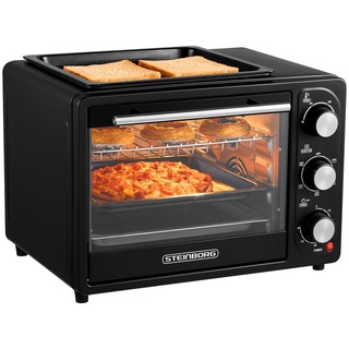 Steinborg 3in1 Minibackofen 20L mit Grillplatte Umluft 1300W schwarz