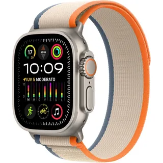 GPS + Cellular 49 mm Titangehäuse natur, Trail Loop orange/beige S/M