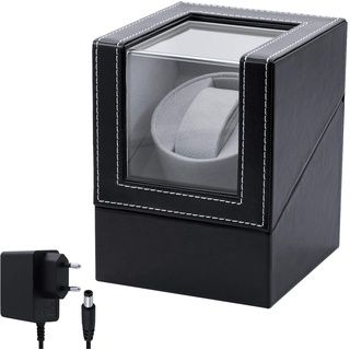 Mcbazel Automatische Uhrenbeweger Box aus PU Leder für Automatikuhren Uhrendreher Automatikuhren 1 uhr -Schwarz