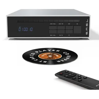 SMSL PL20 HiFi CD-Spieler für Zuhause, CD-Ripper, Bluetooth-Autoradio-CD-Player, 2×CS43131-Chip, USB-Stick/Bluetooth-Eingang, RCA/BT/3,5mm/4,4mm Symmetrisch/Optisch/Koaxial Digitaler Ausgang (Silber)