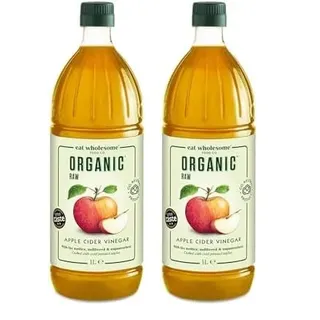 Eat Wholesome Roher Bio Apfelessig, mit der Essigmutter, Naturtrüb & ungefiltert, 1L (Packung mit 2)