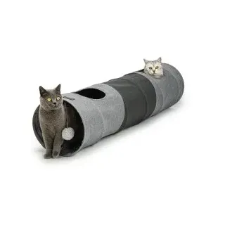 LIONTO Katzentunnel Tunnel für Haustiere Spieltunnel mit Ball faltbar, 30x130 cm -