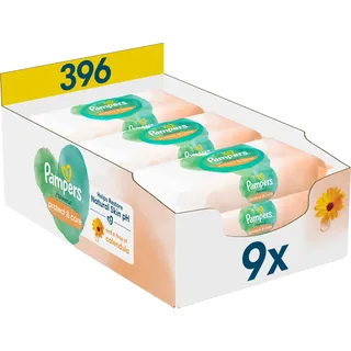 Pampers Harmonie Protect & Care Feuchttücher 9 Packungen mit jeweils 44 Feuchttüchern = 396 Feuchttücher, die helfen, den natürlichen pH-Wert der Haut wiederherzustellen
