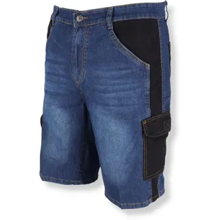 Dedra BH45ST Jeans-Arbeits-Shorts Herren – Robuste Denim Arbeitsshort, 280 g/m2, Slim Fit, Elastisch, Funktionale Taschen, Ideal für Werkstatt, Garten und Renovierung, Größe XL
