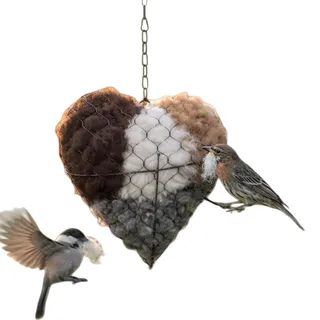 ZoraYorce Faser Vogel Nistherz Handgefertigtes Vogelnest-Herz Aus Alpakafaser Vögel Anlocken Nistmaterial für Vögel Kästen Nisthäuser