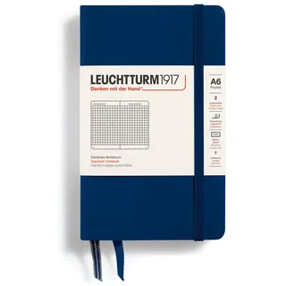 Leuchtturm 1917 LEUCHTTURM1917 342919 Notizbuch Pocket (A6), Hardcover, 187 Nummerierte Seiten, Marine, Kariert