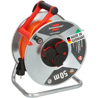 Brennenstuhl Garant S V2 IP44 Kabeltrommel 50m outdoor (Made in Germany, Kabel in Signalfarbe orange, Stahlblech, kurzfristiger Einsatz im Außenbereich)