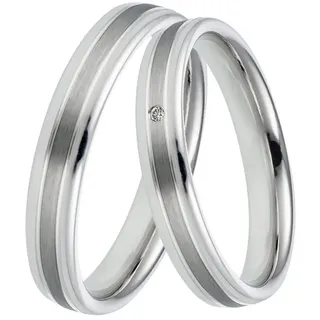 DOOSTI Trauring Schmuck Geschenk Silber 925 Trauring Ehering Partnerring LIEBE, Made in Germany, wahlweise mit oder ohne Brillant silberfarben 48