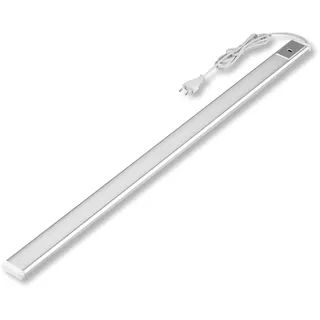 REV Ritter REV Unterbauleuchte Küche LED - Aluminium Schrankbeleuchtung 90cm, 10W, 850 Lumen, 3000K, Küchenbeleuchtung flach mit Sensor, einfache Montage, silber