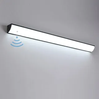 Lange Außenwandleuchten mit Bewegungsmelder LED Wandlampe Aussen Wasserdicht IP65 Außenlampe Acryl Wandleuchte Wand Schwarz Aussenlampe für Terasse Garden Korridor Balkon (100cm,weißes Licht)
